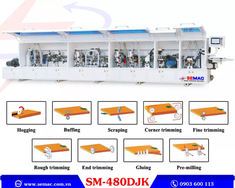 Máy dán cạnh tự động 9 chức năng SM480DJK | SEMAC