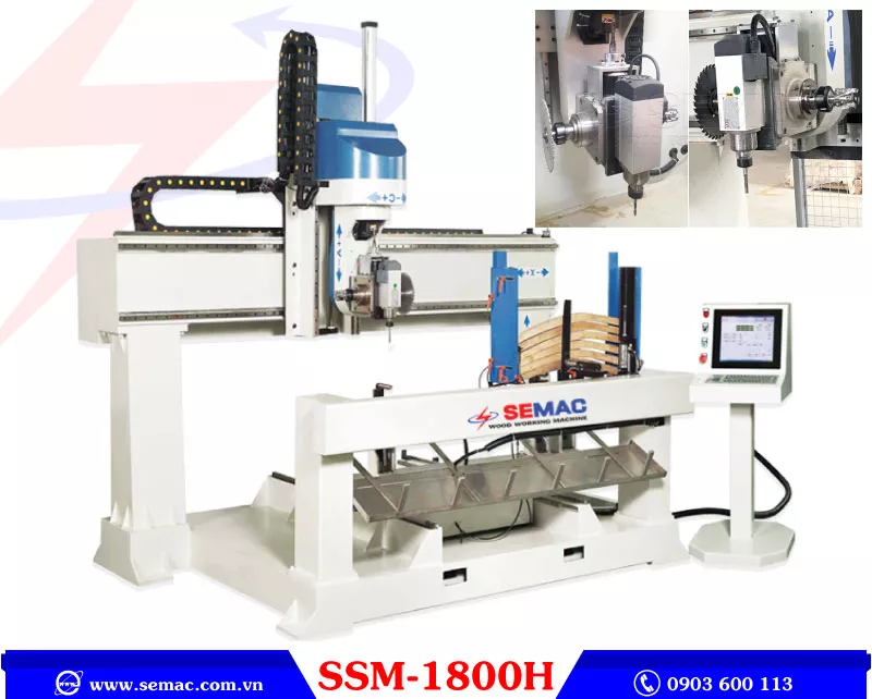 Máy gia công chân ghế CNC 5 trục tự động đưa phôi | SEMAC