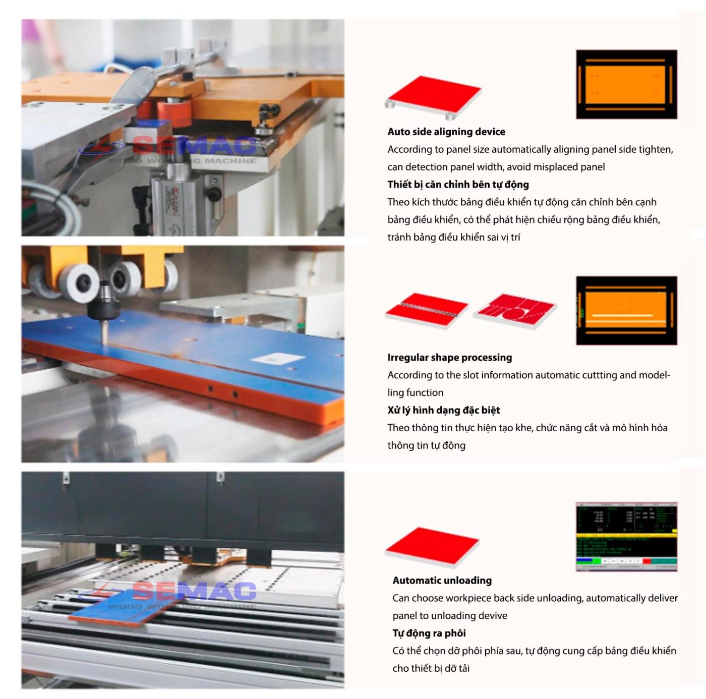 MÁY KHOAN 6 MẶT CNC VÁN MDF - SM 612 3 chức năng máy khoan cnc 6 mặt | SEMAC