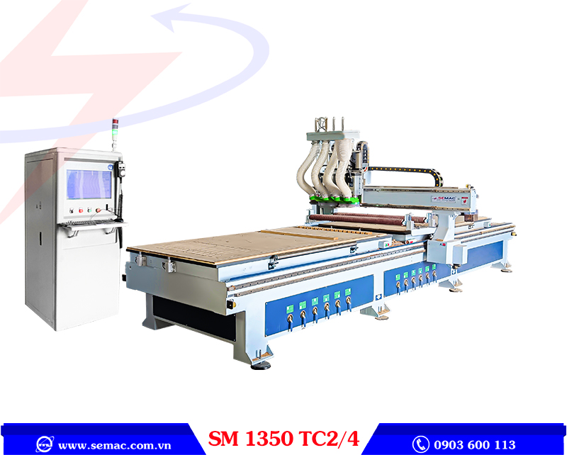 Máy cnc router 4 đầu 2 bàn làm việc | SEMAC