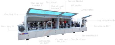 chi tiết máy dán cạnh gỗ công nghiệp 2 nồi keo | SEMAC