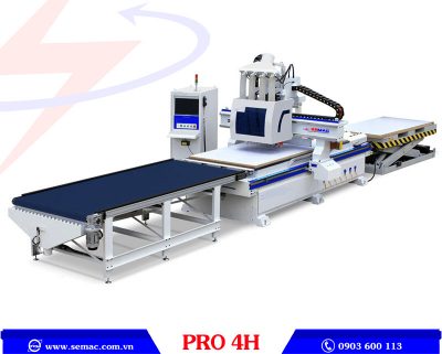 Máy phay cnc nesting 4 đầu tự động nạp phôi full line | SEMAC