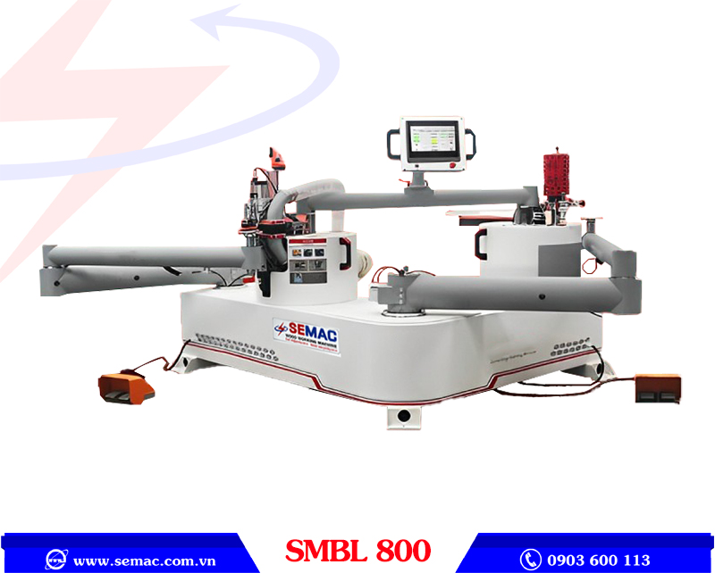 Máy dán cạnh tròn 2 bàn keo PUR/EVA - SMBL 800 | SEMAC