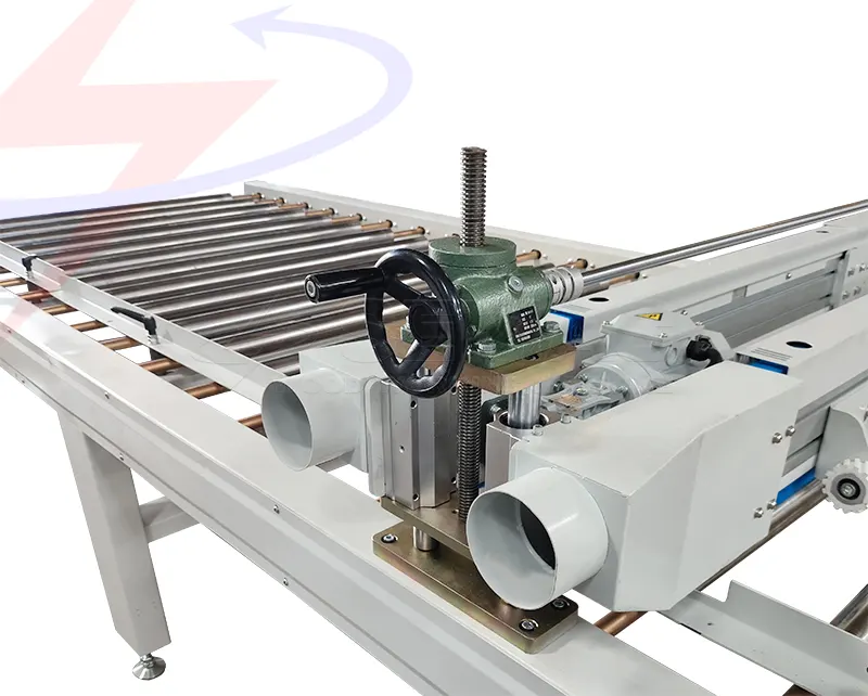 DÂY CHUYỀN PHỦ MẶT LAMINATE - SMXJ 1350C 6 Bộ nâng hạ động cơ cụm chổi bàn rulo vệ sinh ván - dây chuyền phủ mặt laminate SMXJ 13250C | Semac