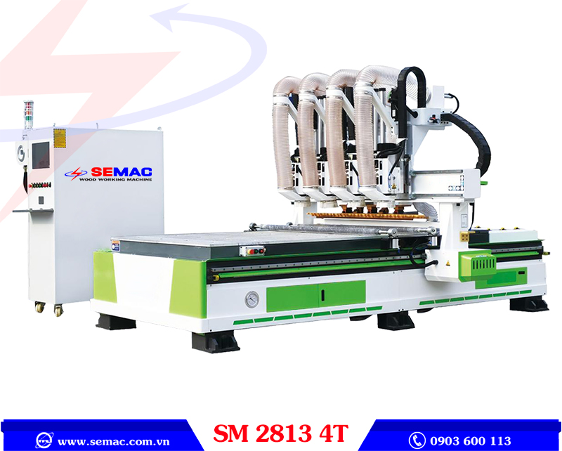 Máy CNC 4 đầu độc lập thay dao tự động SM 2813 4T | SEMAC
