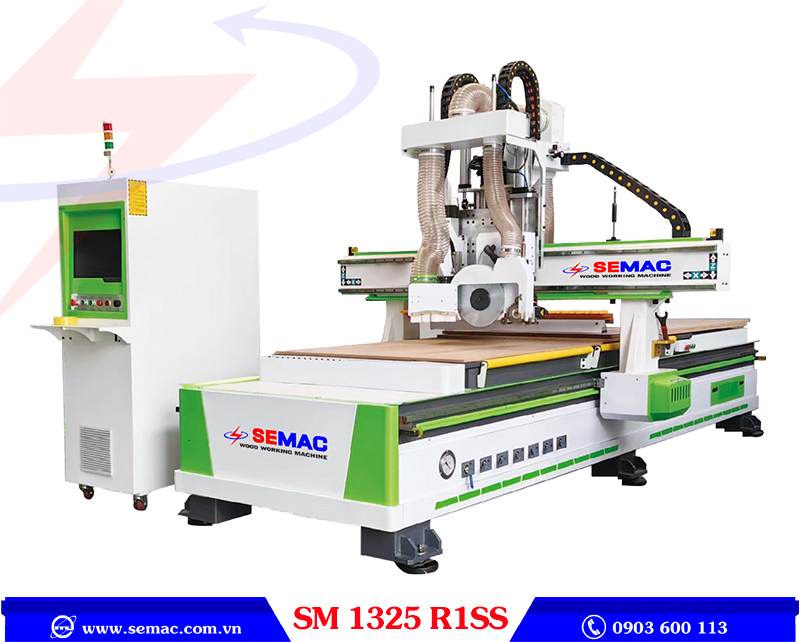 Máy cnc router 1 đầu thay dao cụm lưỡi cưa SM 1328 R1SS | SEMAC