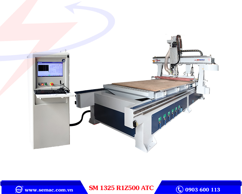 MÁY PHAY CNC ROUTER 1 ĐẦU THAY DAO TRỤC Z 500MM - SM 1325 R1Z500 ATC