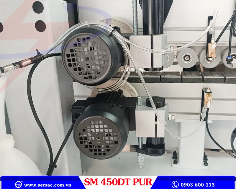 MÁY DÁN CẠNH THẲNG VÁT NGHIÊNG KEO PUR - SM 450DT PUR 9 Cụm đánh bóng máy dán cạnh thẳng vát nghiêng keo pur SM 450DT PUR