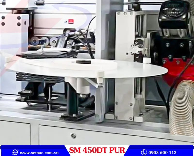MÁY DÁN CẠNH THẲNG VÁT NGHIÊNG KEO PUR - SM 450DT PUR 5 Khay đựng chỉ máy dán cạnh thẳng vát nghiêng keo pur SM 450DT PUR