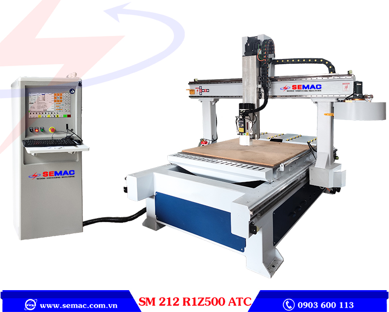 Máy cnc 1 đầu router khay thay dao đĩa SM 212 R1Z500 ATC | SEMAC