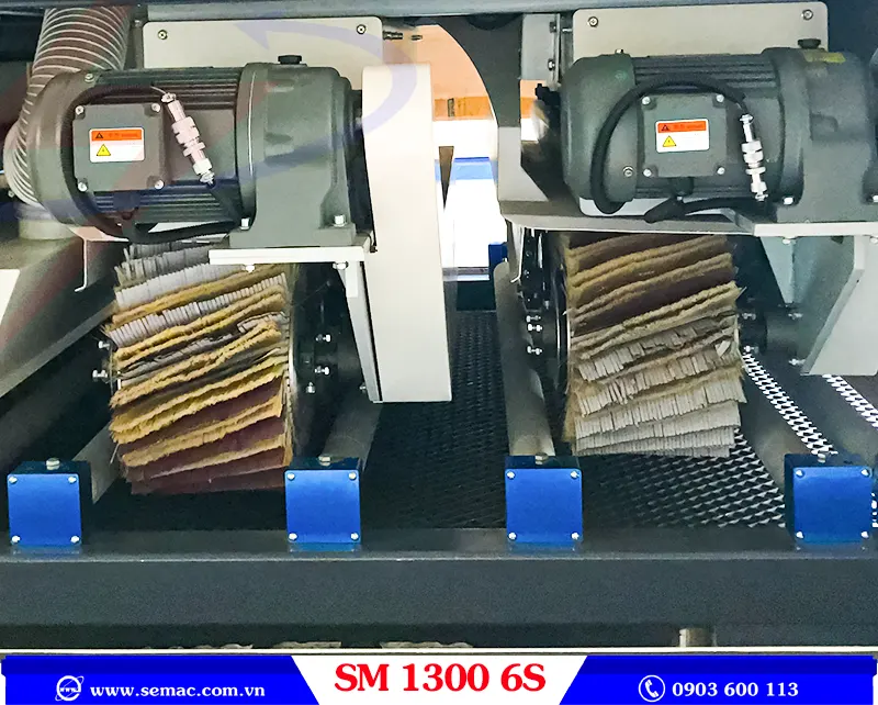 MÁY CHÀ NHÁM CHỔI 6 TRỤC - SM 1300 6S 4 Trục chà nhám ngang máy chà nhám chổi 6 trục SM 1300 6S