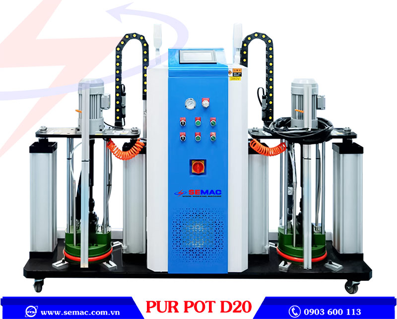 Nồi keo pur đôi máy dán cạnh 2 màu PUR POT D20 | SEMAC