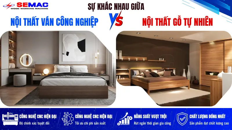 QUY TRÌNH SẢN XUẤT NỘI THẤT GỖ CÔNG NGHIỆP 2 Sự khác nhau nội thất gỗ công nghiệp và tự nhiên | SEMAC