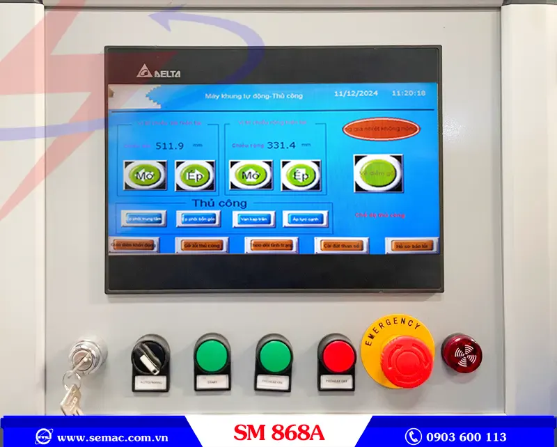MÁY GHÉP KHUNG CỬA CAO TẦN - SM 868A 2 Màn hình điều khiển máy ghép khung cửa cao tần SM 868A | SEMAC