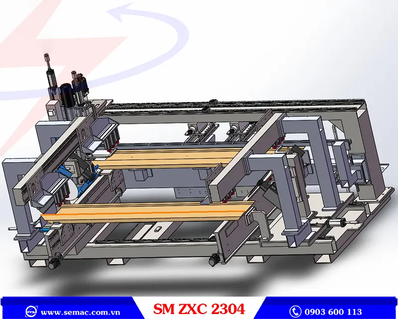 MÁY CẮT KHOAN PHAY KHUNG BAO CỬA 2 ĐẦU - SM ZXC 2304 2 Chi tiết máy cắt khoan phay khung bao cửa 2 đầu SM ZXC 2304 | SEMAC