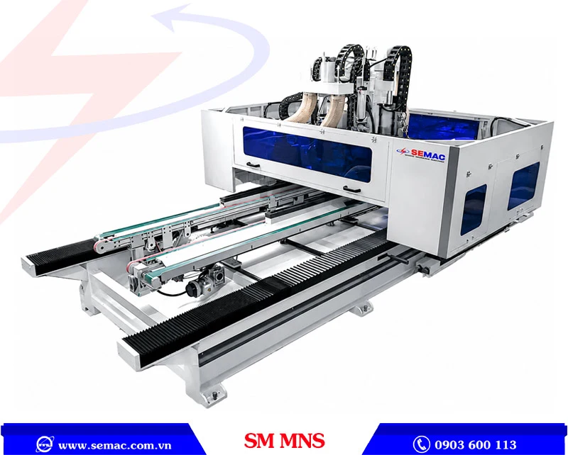 Máy cắt 4 cạnh phay khoan ổ khoá thay dao tự động SM MNS