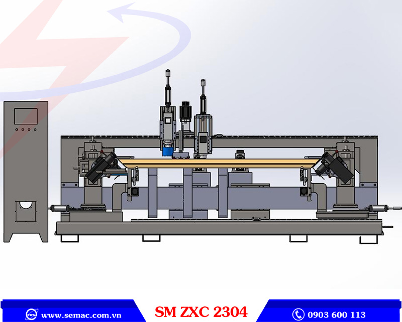 MÁY CẮT KHOAN PHAY KHUNG BAO CỬA 2 ĐẦU - SM ZXC 2304 1 Máy cắt khoan phay khung bao cửa 2 đầu SM ZXC 2304 | SEMAC