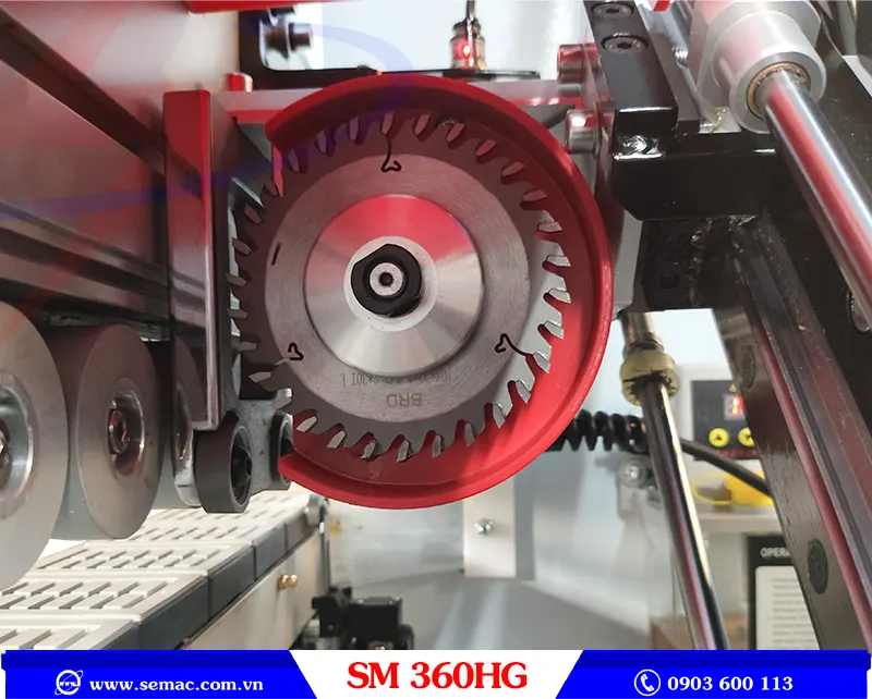 MÁY DÁN CẠNH 6 CHỨC NĂNG NỒI KEO TRÊN - SM 360HG 6 Cắt đầu đuôi máy dán cạnh 6 chức năng nồi keo trên SM 360HG | SEMAC