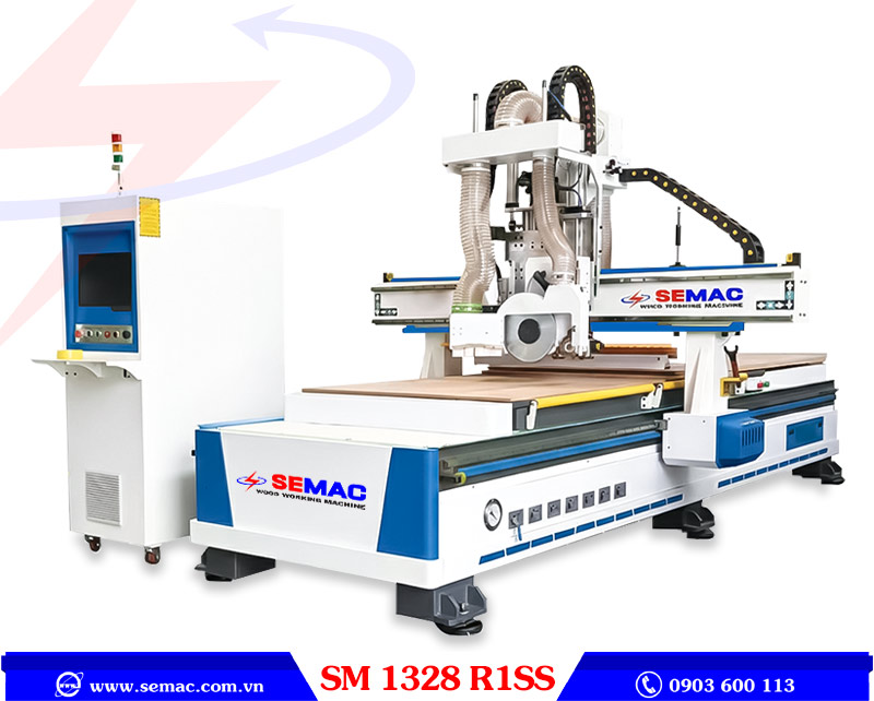 Máy cnc router 1 đầu thay dao cụm lưỡi cưa SM 1328 R1SS | SEMAC