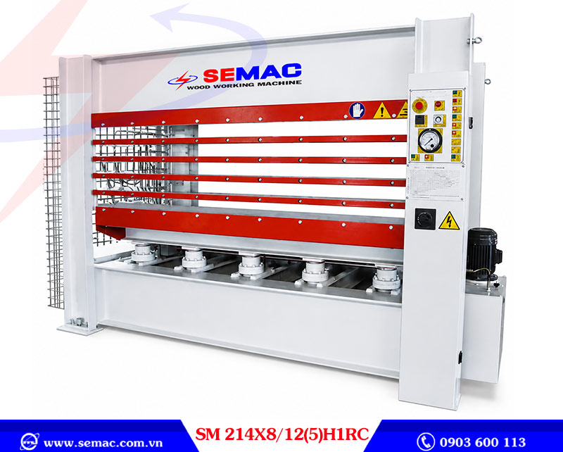 Máy ép nóng 5 khe 120 tấn 1300x2500mm SM 214X8/12(5)H1RC | SEMAC