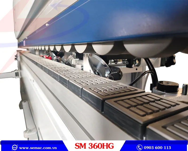 MÁY DÁN CẠNH 6 CHỨC NĂNG NỒI KEO TRÊN - SM 360HG 9 Rulo tì phôi máy dán cạnh 6 chức năng nồi keo trên SM 360HG | SEMAC