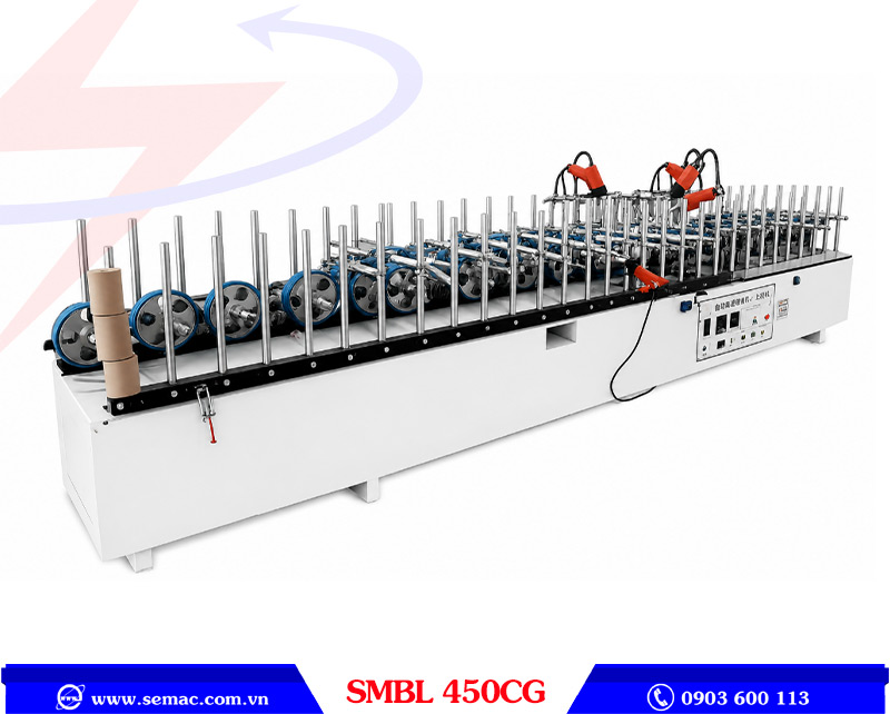 MÁY DÁN PHỦ MẶT PROFILE KEO LẠNH – SMBL 450CG 1 Máy dán phủ mặt profile keo lạnh SMBL 450CG | SEMAC