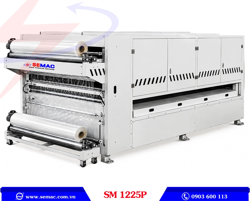 MÁY ĐÓNG GÓI NỘI THẤT GIA NHIỆT CO MÀNG – SM 1225P 3 Máy cắt cạnh màng máy đóng gói nội thất gia nhiệt co màng SM 1225P | SEMAC